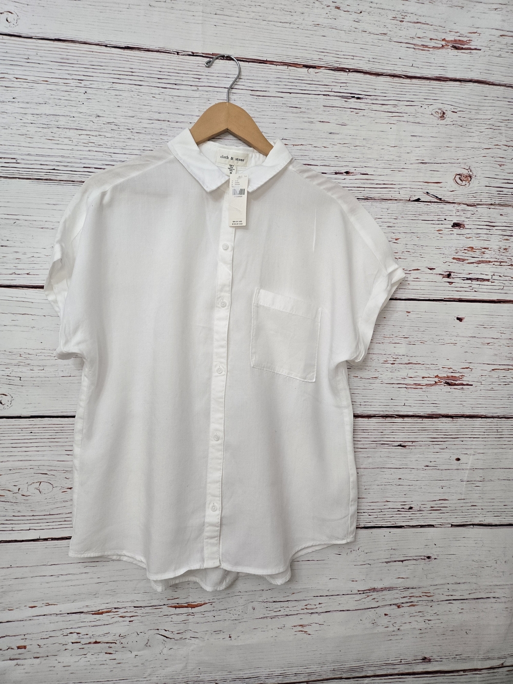 NWT Cloth & Stone Anthropologie White Button Front Blouse Size M